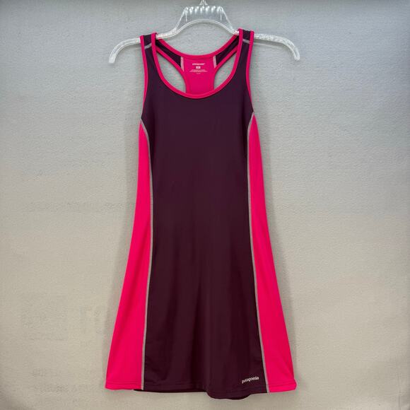 Patagonia Dresses & Skirts - Patagonia All Weather Tank Dress Womens M Pink Purple Racer Back Cooling Tennis